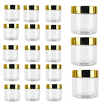 20pcs/lot 30/50/60/80mlStorage Jars With Gold Lids Round Canister Empty Plastic Cosmetic Jars Food Travel Bottle Pot