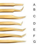 1PC Eyelash Extension Tweezers Lash Tweezer Applicator Extension Supplies Volume Professional Eyebrow Eyelash Gold Tweezers