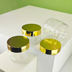 20pcs/lot 30/50/60/80mlStorage Jars With Gold Lids Round Canister Empty Plastic Cosmetic Jars Food Travel Bottle Pot