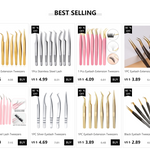 1PC Eyelash Extension Tweezers Lash Tweezer Applicator Extension Supplies Volume Professional Eyebrow Eyelash Gold Tweezers