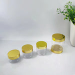 20pcs/lot 30/50/60/80mlStorage Jars With Gold Lids Round Canister Empty Plastic Cosmetic Jars Food Travel Bottle Pot