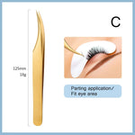 1PC Eyelash Extension Tweezers Lash Tweezer Applicator Extension Supplies Volume Professional Eyebrow Eyelash Gold Tweezers
