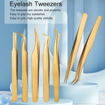 1PC Eyelash Extension Tweezers Lash Tweezer Applicator Extension Supplies Volume Professional Eyebrow Eyelash Gold Tweezers