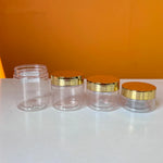 20pcs/lot 30/50/60/80mlStorage Jars With Gold Lids Round Canister Empty Plastic Cosmetic Jars Food Travel Bottle Pot