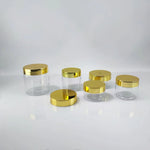 20pcs/lot 30/50/60/80mlStorage Jars With Gold Lids Round Canister Empty Plastic Cosmetic Jars Food Travel Bottle Pot