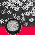 1 Jar Gold White Snowflake Christmas Nail Glitter Sequins 3D Snowflake Xmas Nail Winter DIY Decals Charms Nail Accessories Parts