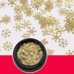 1 Jar Gold White Snowflake Christmas Nail Glitter Sequins 3D Snowflake Xmas Nail Winter DIY Decals Charms Nail Accessories Parts