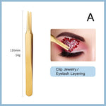 1PC Eyelash Extension Tweezers Lash Tweezer Applicator Extension Supplies Volume Professional Eyebrow Eyelash Gold Tweezers