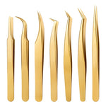 1PC Eyelash Extension Tweezers Lash Tweezer Applicator Extension Supplies Volume Professional Eyebrow Eyelash Gold Tweezers