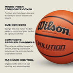 Wilson Evolution Indoor Composite Basketball – Official Size 7, 29.5"